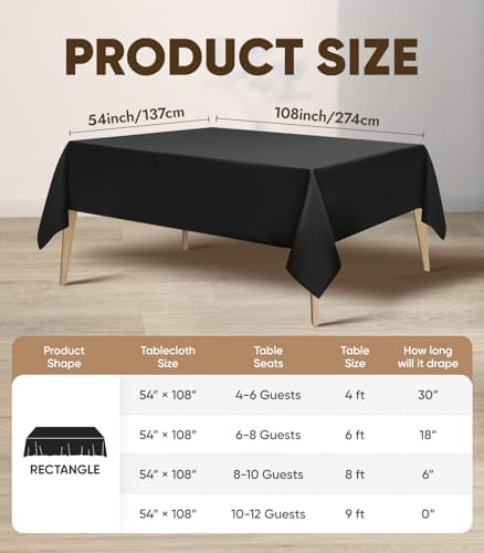 Layiexre Black Disposable Table Cloth 2-Pack