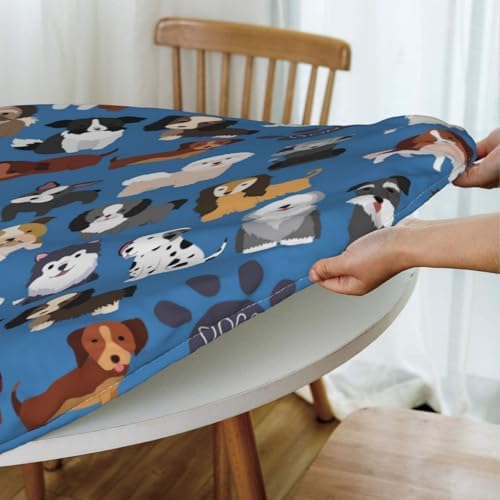Cute Dogs Blue Tablecloth with Elastic Edge Small