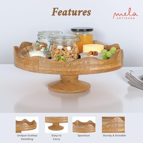 Mela Artisans Wooden Multipurpose Pedestal Bowl 12x4