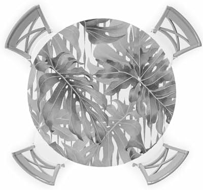 ZOE GARDEN Grey Tropical Round Waterproof Table Cover