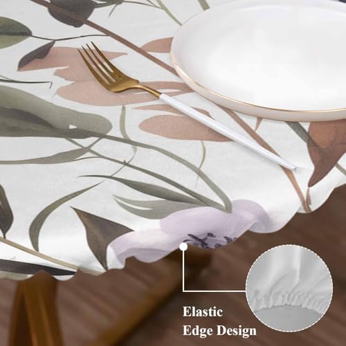 Falaniique Watercolor Floral Round Tablecloth 45-54 Inch