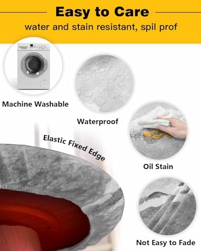 Gray Round Waterproof Table Cover with Elastic