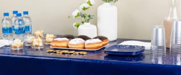 EcoQuality Hanukkah Tablecloth 54x108 inch Blue Silver