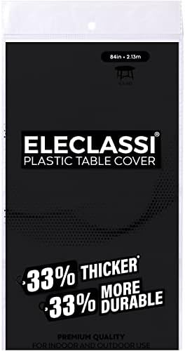 Eleclassi Black 6 Pack Premium Round Disposable Tablecloths - 84 Inch