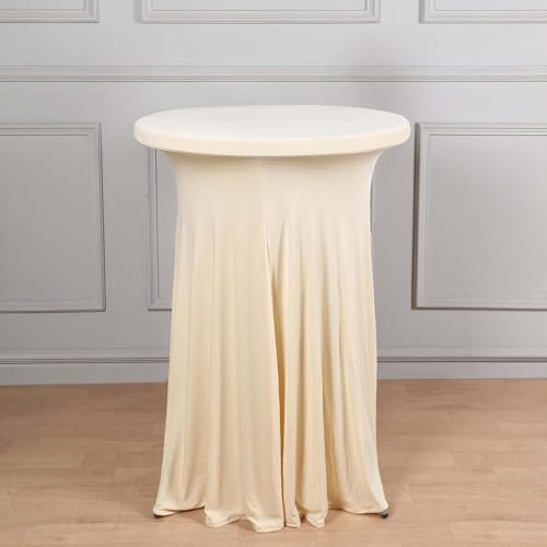 Efavormart Beige Round Spandex Cocktail Table Cover