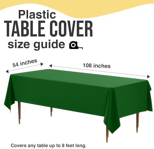 Exquisite Emerald Green 6 Pack Table Cloth 54x108 Inch 05 Mil Premium Plastic Rectangle Cover