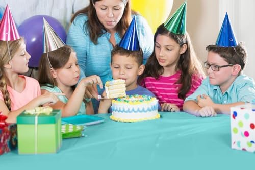Exquisite Party Solids Aqua Plastic Table Cover Roll