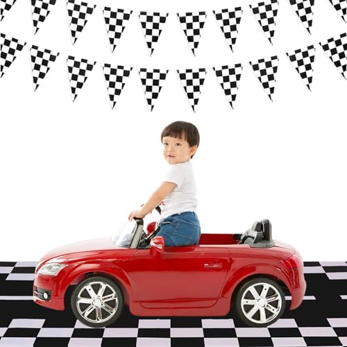 Kesfey 3 Pack Race Car Tablecloths 54x108 Inch Checkered Flag Party Decor