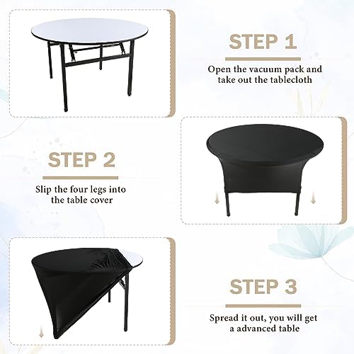 Peryiter 15 Pack Black Spandex Round Tablecloth