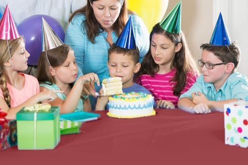 Exquisite Burgundy Plastic Tablecloth Roll 54x300 Cut To Size Box With Slide Cutter