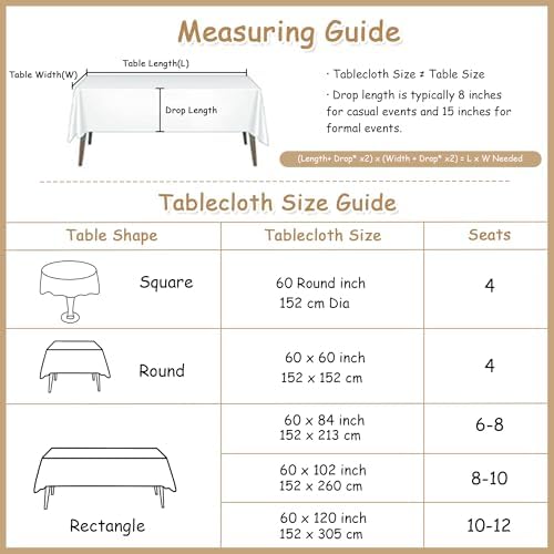 MYSKY HOME 60x84 Inch Waterproof Table Cloth with Beige Tassels