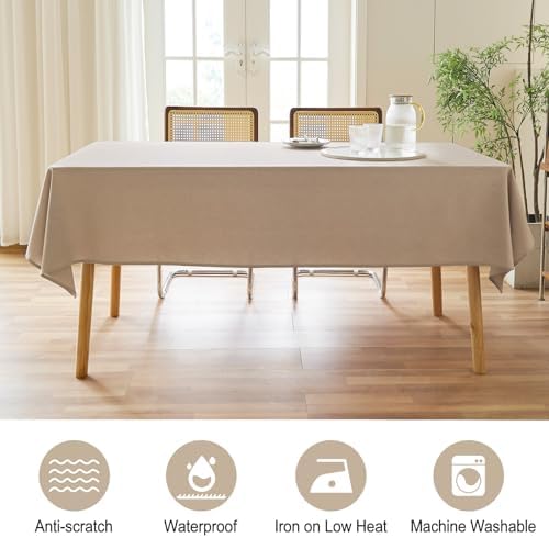 AUSSPVOCT Textured Linen Tablecloth 60x84 Water Resistant