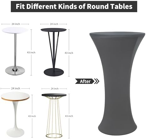 Wolkemer 4PCS 24x43 Inch Grey Round Cocktail Table Cover