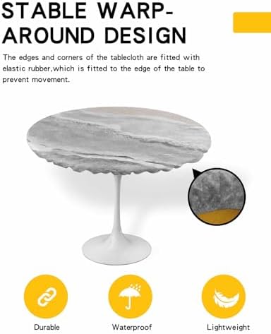 Gray Round Waterproof Table Cover with Elastic