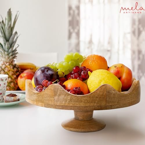 Mela Artisans Wooden Multipurpose Pedestal Bowl 12x4
