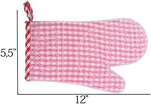 Ebru Silicone Oven Mitts Set of 2 Heat Resistant Kitchen Gloves