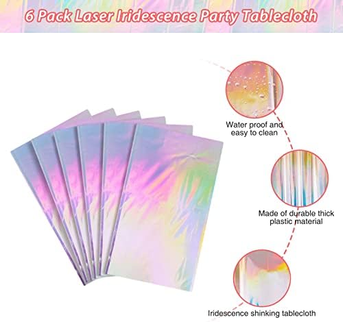 6 Pack Iridescent Laser Tablecloths for Parties