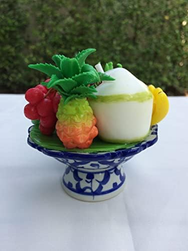 Artificial Fruit Bowl with Ceramic Pedestal Tray 3 Inches