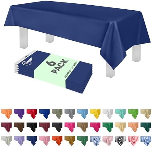 Grandipity Navy Blue Plastic Table Cloth 6 Pack 54in x 108in