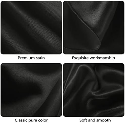 Ruisita 120 Inch Black Round Satin Table Cover