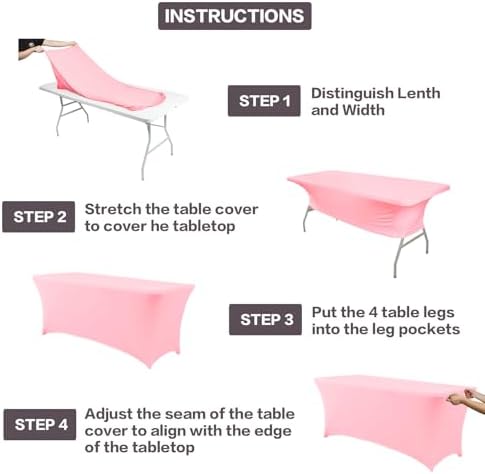 IVAPUPU 2 Pack 6FT Stretch Table Cloth for Events