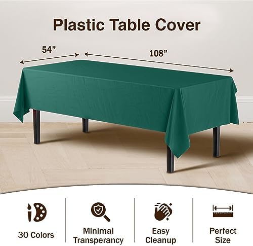 Exquisite 4-Pack Dark Green Plastic Table Cloths - 54In X 108In