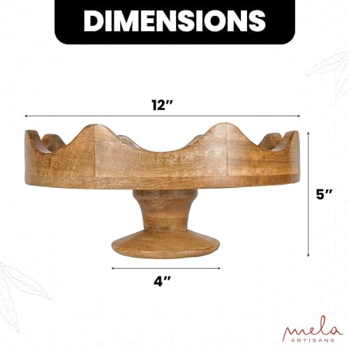 Mela Artisans Wooden Multipurpose Pedestal Bowl 12x4