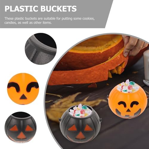 Luxshiny 24pcs Mini Halloween Candy Buckets with Handle for Party Favors