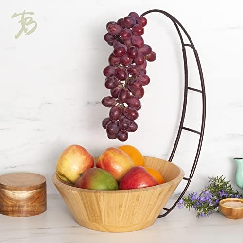 Totally Bamboo Fruit Basket Bowl with Banana Holder Hook