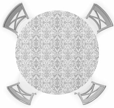 ZOE GARDEN Gray Paisley Ethnic Round Waterproof Table Cover