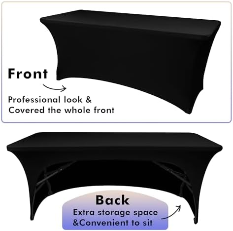 Nasitos 6 Pack Black Stretch Table Cloths