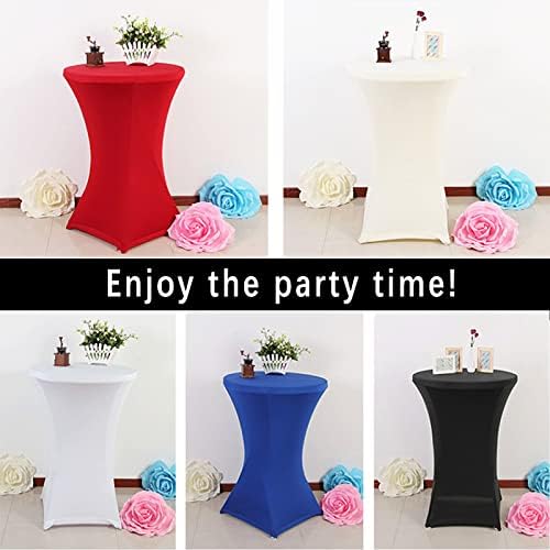 2 Pack 24x43 Inch Red Cocktail Tablecloths Spandex Round Fitted Covers for Events