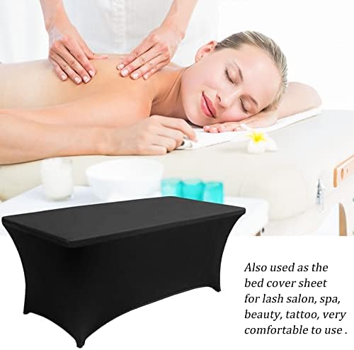 4 Pack 6 Foot Black Spandex Table Cloth for Folding Tables