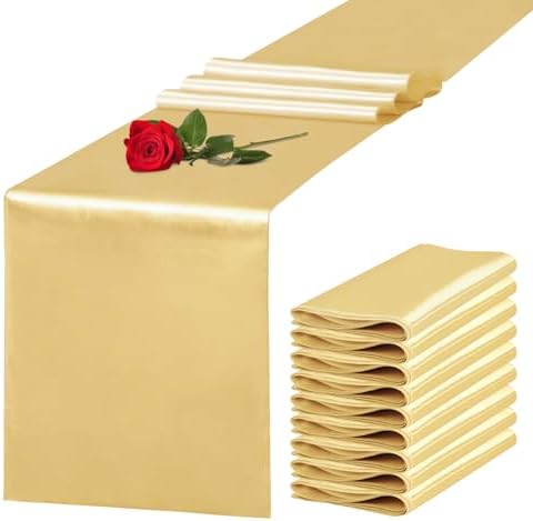 10 Pack Light Gold Satin Table Runner 12x108 Inch