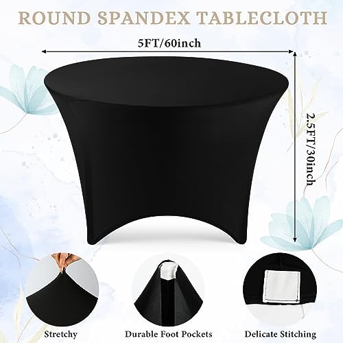 Peryiter 15 Pack Black Spandex Round Tablecloth