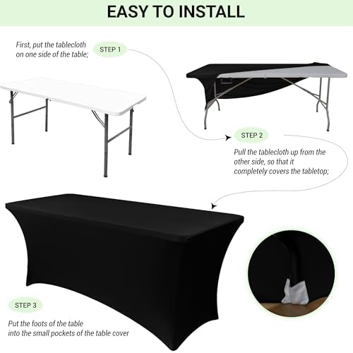 Obstal 6 Pack Stretch Spandex Table Covers for 6 Foot Tables