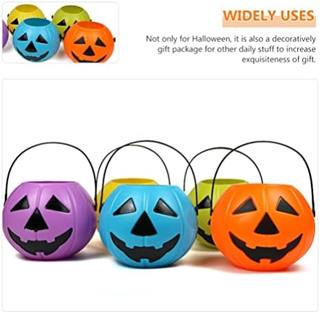 VOSAREA 2pcs Pumpkin Bucket Halloween Candy Buckets with Handles for Party Supplies