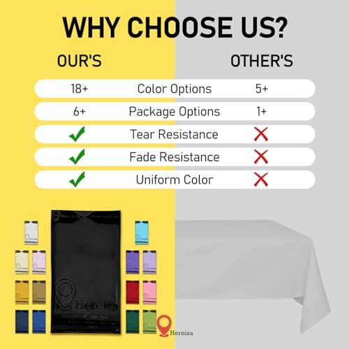 Hereisa 3 Pack Black Plastic Tablecloths 54x108 Inches
