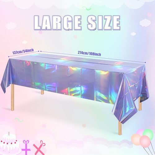 3 Pack Iridescent Light Purple Tablecloths for Parties