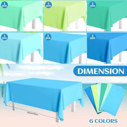 Kinlop 12 Pcs Plastic Sky Blue Tablecloths for Parties