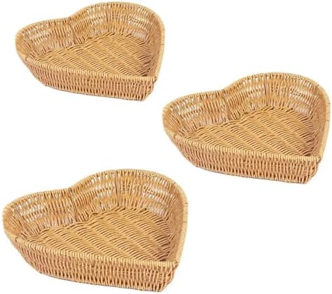 Artificial Rattan Serving Tray with Heart Shape Design