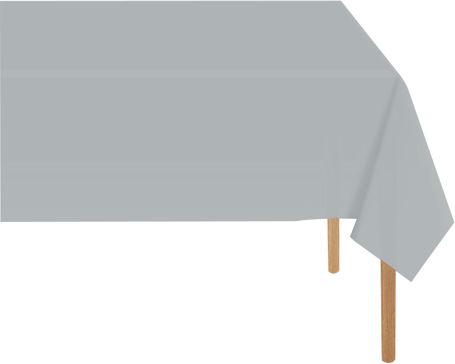 Gray Plastic Tablecloth 2 Pack 54x108 Inch Disposable Table Cover for Rectangular Table