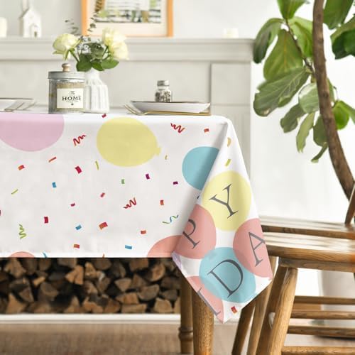 Horaldaily Happy Birthday Tablecloth 60x84 Inch Rectangular