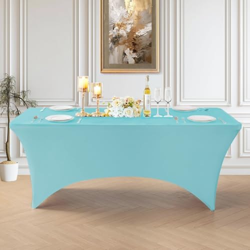 HAORUI 6FT Stretch Tablecloth 4 Pack Durable and Soft
