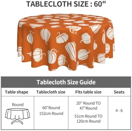 Fall Tablecloth 60 Inch Round White Halloween Decor