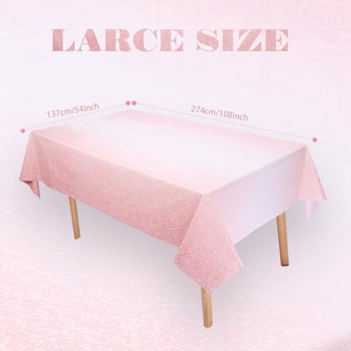Kesfey 3 Pack Ombre Rose Gold Tablecloths 54x108 Inch