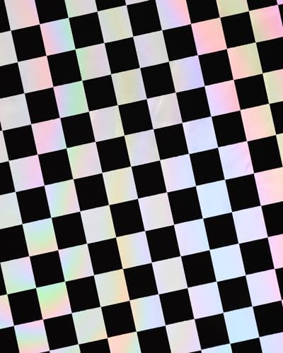 Xo Fetti Black Iridescent Checkered Tablecloth - 9ft x 4ft
