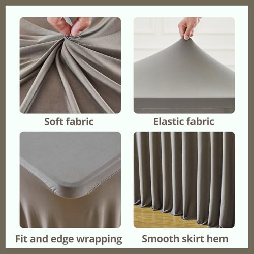 PARTISKY Gray Spandex Tablecloth for 8ft Rectangle Tables