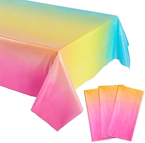 Sparkle and Bash 3 Pack Plastic Ombre Rainbow Tablecloth