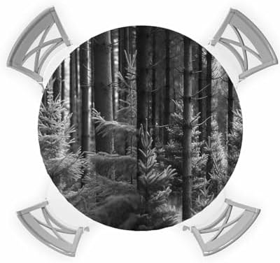 Forest Grey Waterproof Round Tablecloth for Indoor Outdoor Use
